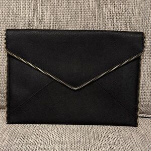 Rebecca Minkoff Black Envelope Clutch with Gold Zipper Trim
